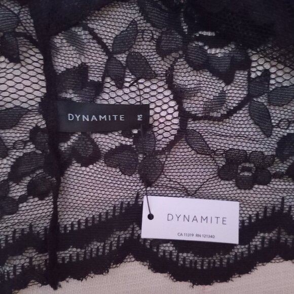 Dynamite Women's Black Lace Top Cropped Floral Roses Sheer Feminine Size S - Picture 4 of 4